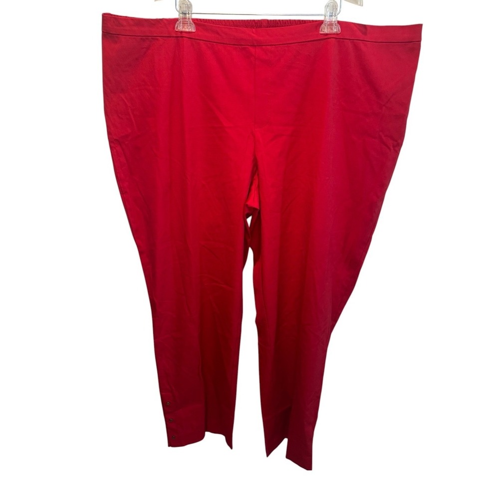 Isaac Mizrahi Live Womens Red Ankle Snap Hem Pants Stretch 32WT NEW
